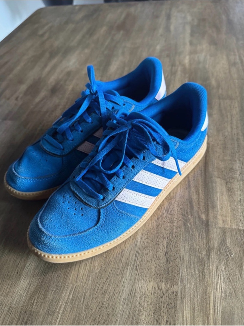 Adidas Blue Suede Sneakers with White Stripes